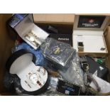 A box of assorted modern wristwatches to include Rotary, Sekonda, Swatch,