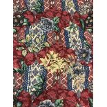 A pair of cotton mix Pallu & Lake "Lamberhurst" red and multi-coloured interlined curtains,