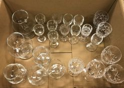 A collection of various cut and other glassware including six Webb Corbett wines,