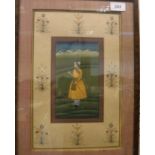 20TH CENTURY MUGHAL SCHOOL "Gentleman in yellow robes, holding a flower in his right hand,