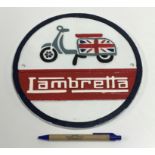 A modern painted cast metal sign "Lambretta",