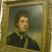 19TH CENTURY ENGLISH SCHOOL "Young gentleman in military uniform", a portrait study,