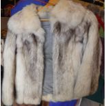 A Maxwell Croft of London and Bath white fox fur jacket with satin lining,