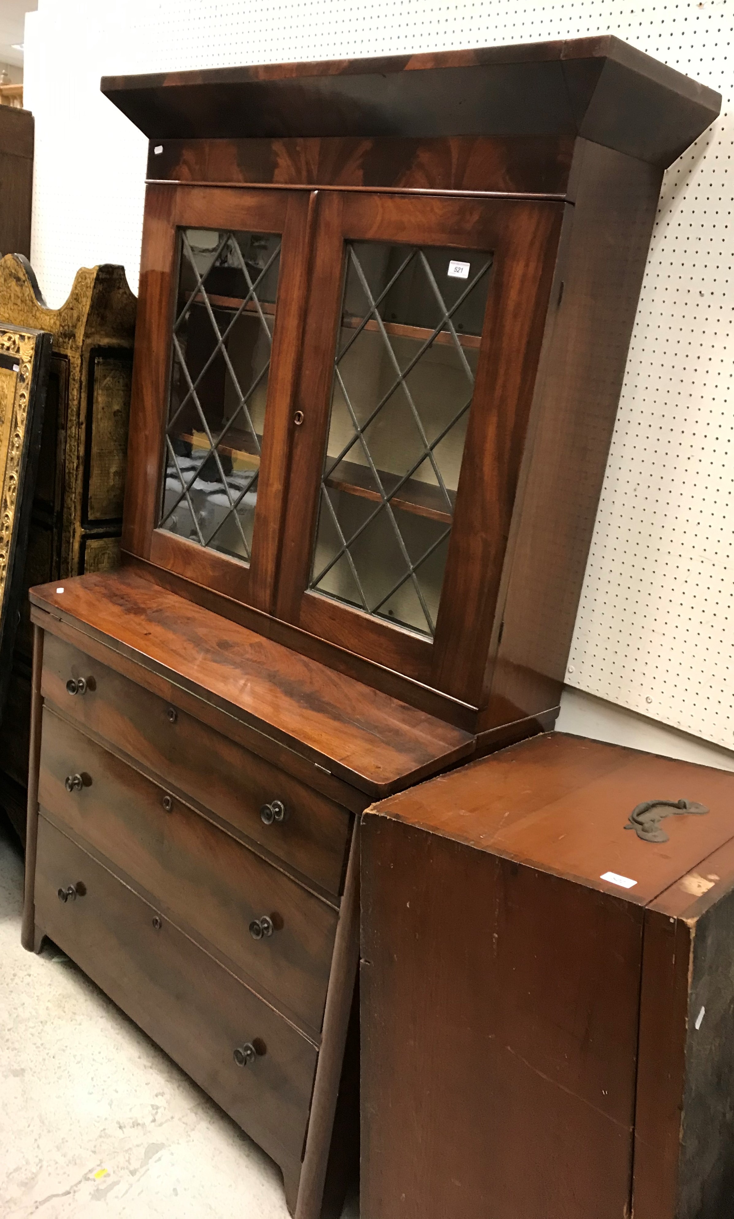 A 19th Century figured mahogany secretaire bookcase,