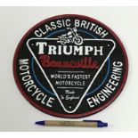 A modern painted cast metal sign "Triumph Bonneville .....