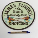A modern painted cast metal sign "James Purdey & Sons....", approx 23.