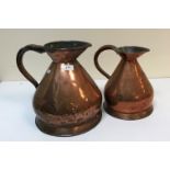 Two Victorian copper haystack measures, 1 x 2 gallons, 1 x 1 gallon,