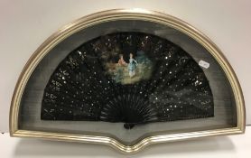 A late 19th Century fan, the net leaf pa