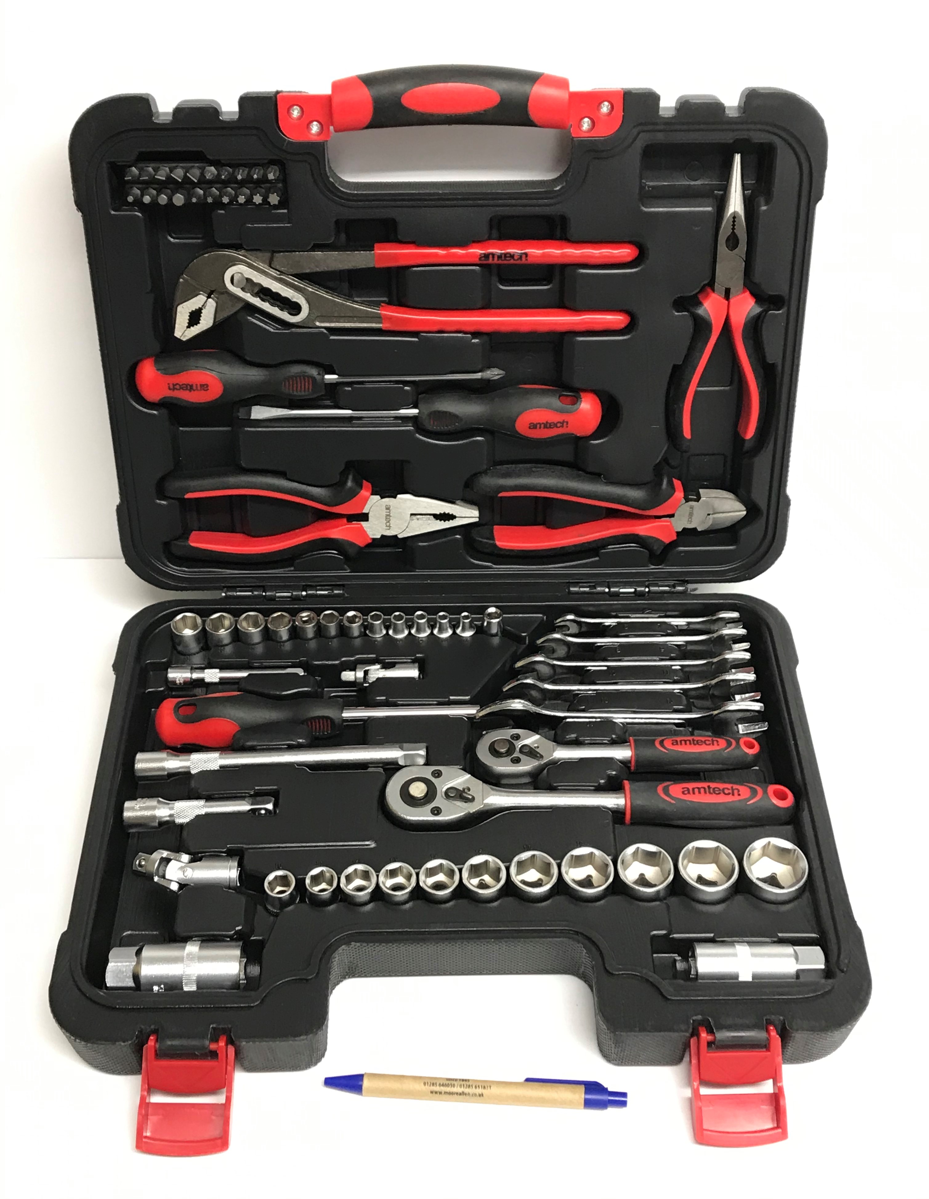 An Amtech 65 piece home tool set