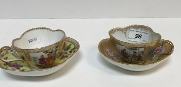 A 19th Century Meissen gilt and polychrome decorated cabinet cup and saucer decorated with floral