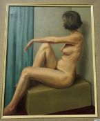 FRANK EDWARDS "Mary", nude study, oil on canvas, initialled and dated '75 bottom right, inscribed