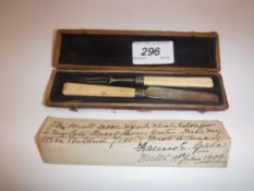 A cased George III silver child's knife and fork (by Joseph Wilmore, Birmingham 1809)