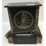 A late 19th Century slate and marble cased mantel clock, the eight day French movement with circular