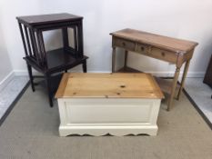 A Stag mahogany two tier lamp table, 62 cm x 54 cm x 50 cm high, a modern mahogany nest of three