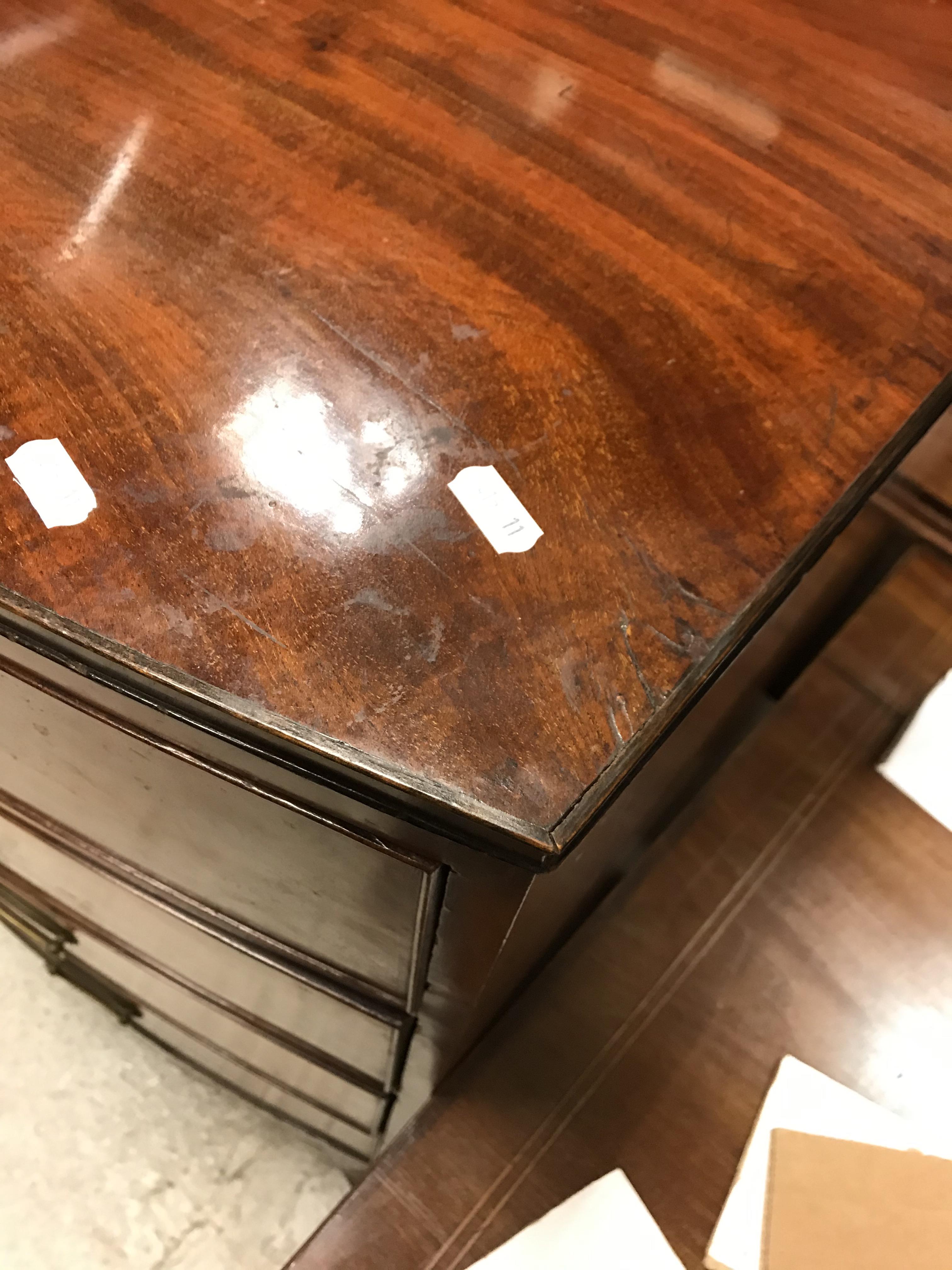 A 19th Century mahogany bow fronted chest, the plain top with rosewood and satinwood strung edging - Image 3 of 23