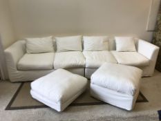 An OKA cream upholstered living room suite comprising two single ended two seat sofas and pair of