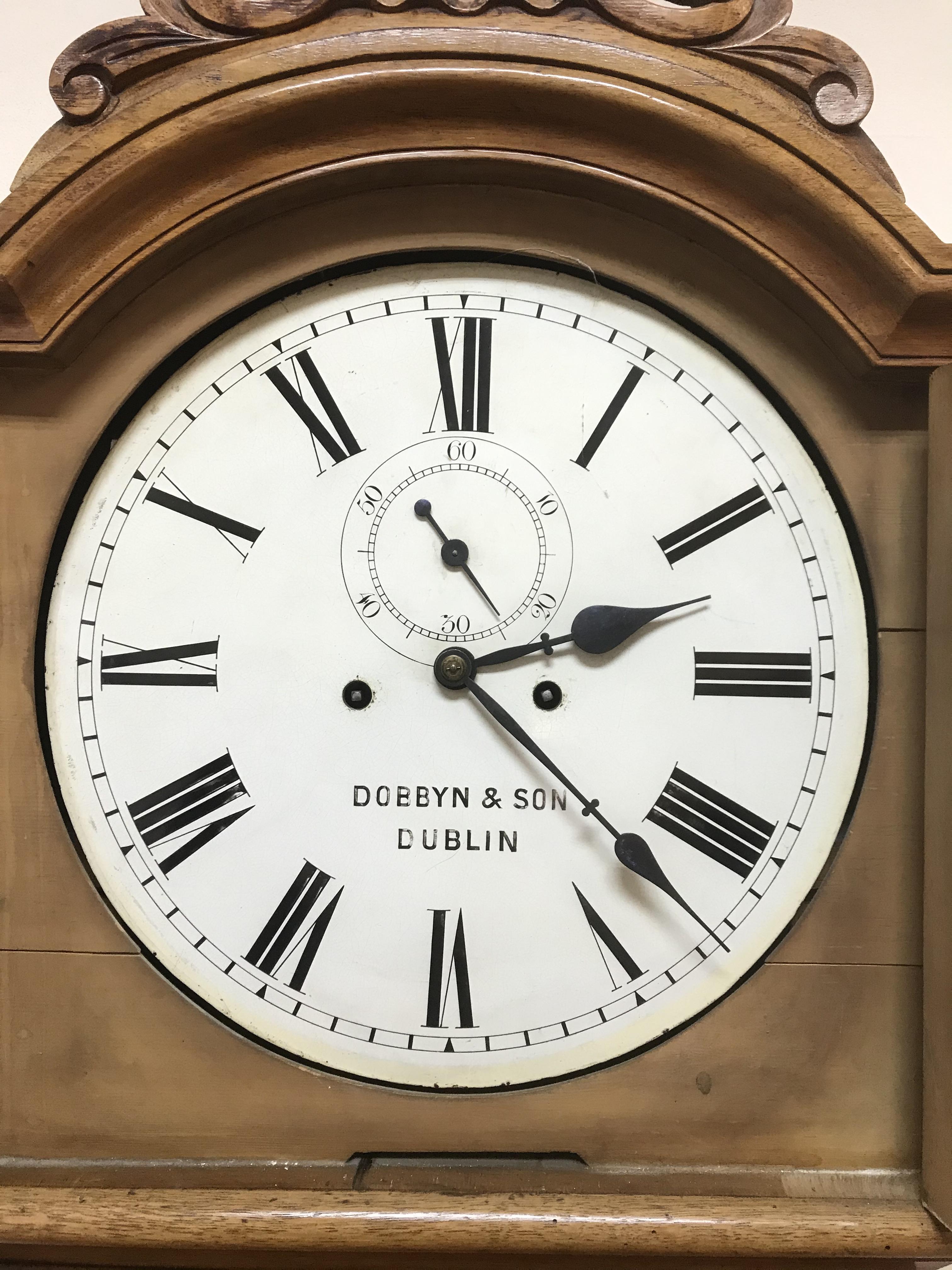 An Irish Victorian oak cased long case clock, the eight day movement with circular enamelled dial - Image 2 of 35