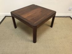 A mid 20th Century Ulferts Swedish Afromosia teak veneered occasional table, the rounded square