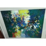 ROONG "Abstract study", oil on canvas, signed bottom right and indistinctly dated, size including