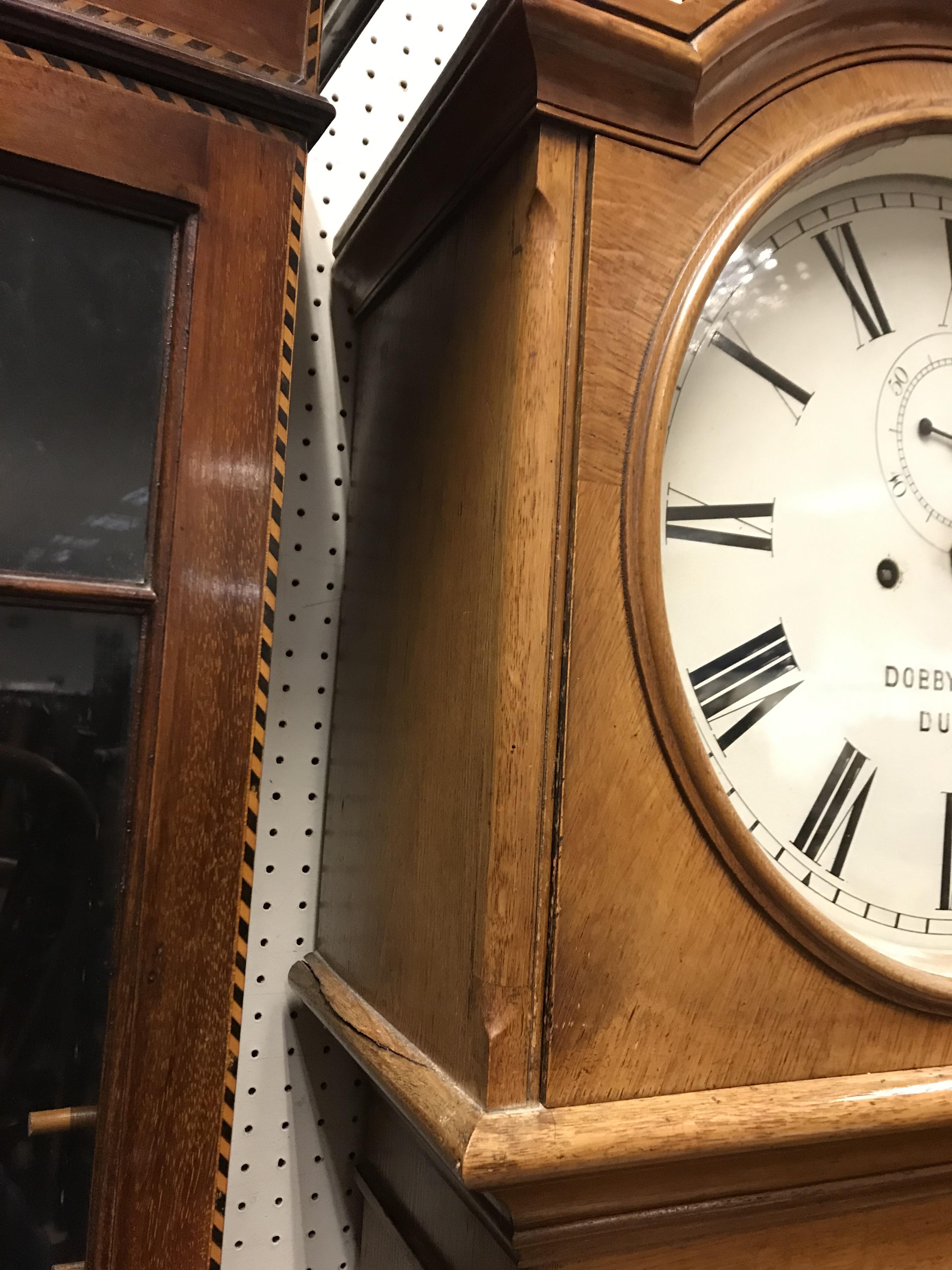 An Irish Victorian oak cased long case clock, the eight day movement with circular enamelled dial - Image 13 of 35