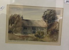 LOUISA MARCHIONESS OF WATERFORD "Unfinished study of thatched cottage", watercolour, image size 16.5