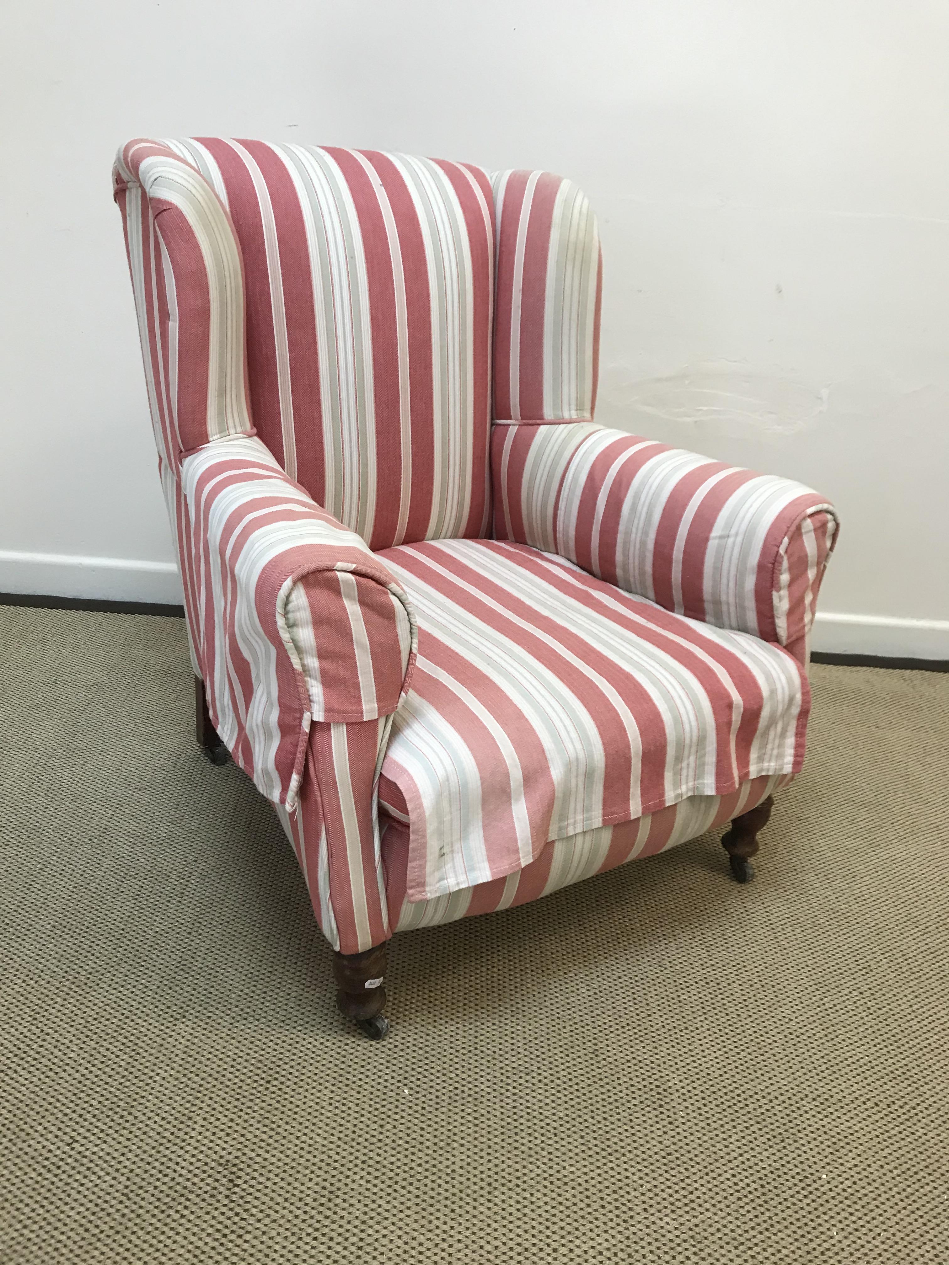 An early 20th Century floral upholstered double drop arm two seat sofa on squat square feet, 168 - Image 2 of 2