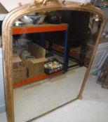 A late Victorian giltwood and gesso dome top mantel mirror, approx 105 cm wide x 131 cm high