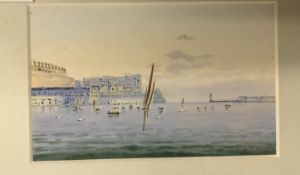 V D'ESPOSITO (1886-1946) (MALTESE) "Maltese harbour scene", watercolour, signed right hand corner,