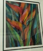 MAURO MALANG SANOS (1928-2017) "Bird of Paradise", floral study, oil pastel, signed "Malang" and