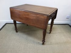 A Victorian mahogany drop-leaf Pembroke table, the top with moulded edge over single end drawer