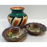 Three boxes of assorted vintage china to include an Arabian Arcadian ware vase, pair of Royal