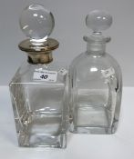 A Millennium silver collared glass decanter and stopper (by B & Co., Birmingham 2000), 25.5 cm high,