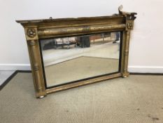 A 19th Century giltwood and gesso framed overmantel mirror with column decoration, approx 126 cm