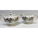 A Wedgwood "Hathaway Rose" tea / coffee service comprising coffee pot, sugar bowl and cover, cream