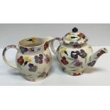 A collection of Emma Bridgwater "Wallflowers" pottery including butter dish and cover, teapot,