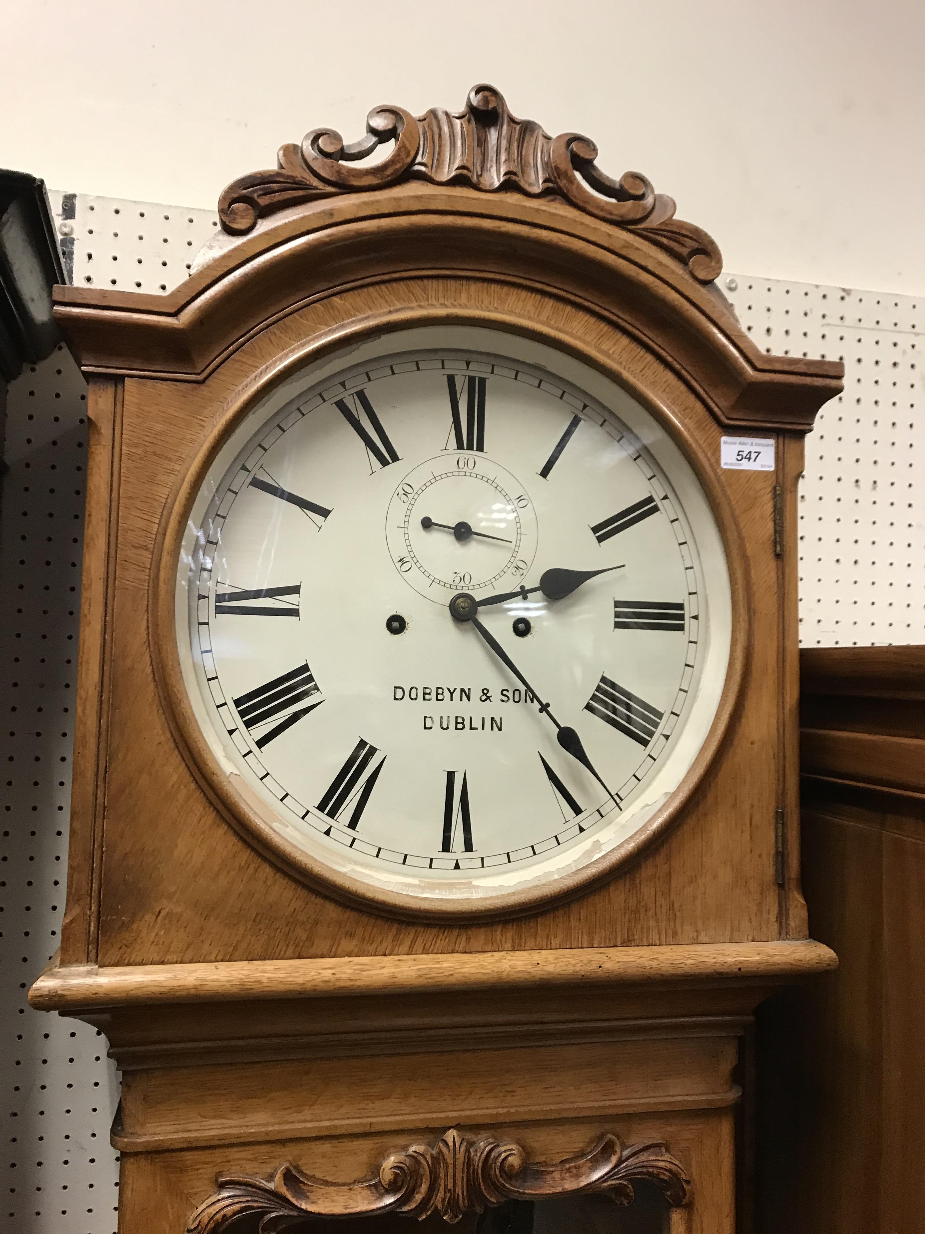 An Irish Victorian oak cased long case clock, the eight day movement with circular enamelled dial - Image 9 of 35