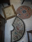 Two Chinese altar rugs, together with a further Chinese rug, two set with floral motifs and the