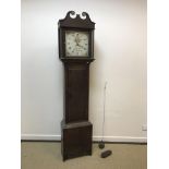 A 19th Century oak cased long case clock, the 30 hour movement with square enamelled dial and date