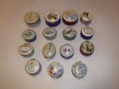 A collection of Crummles enamel boxes including "Apothecary equipment", limited edition No'd. 2, 6