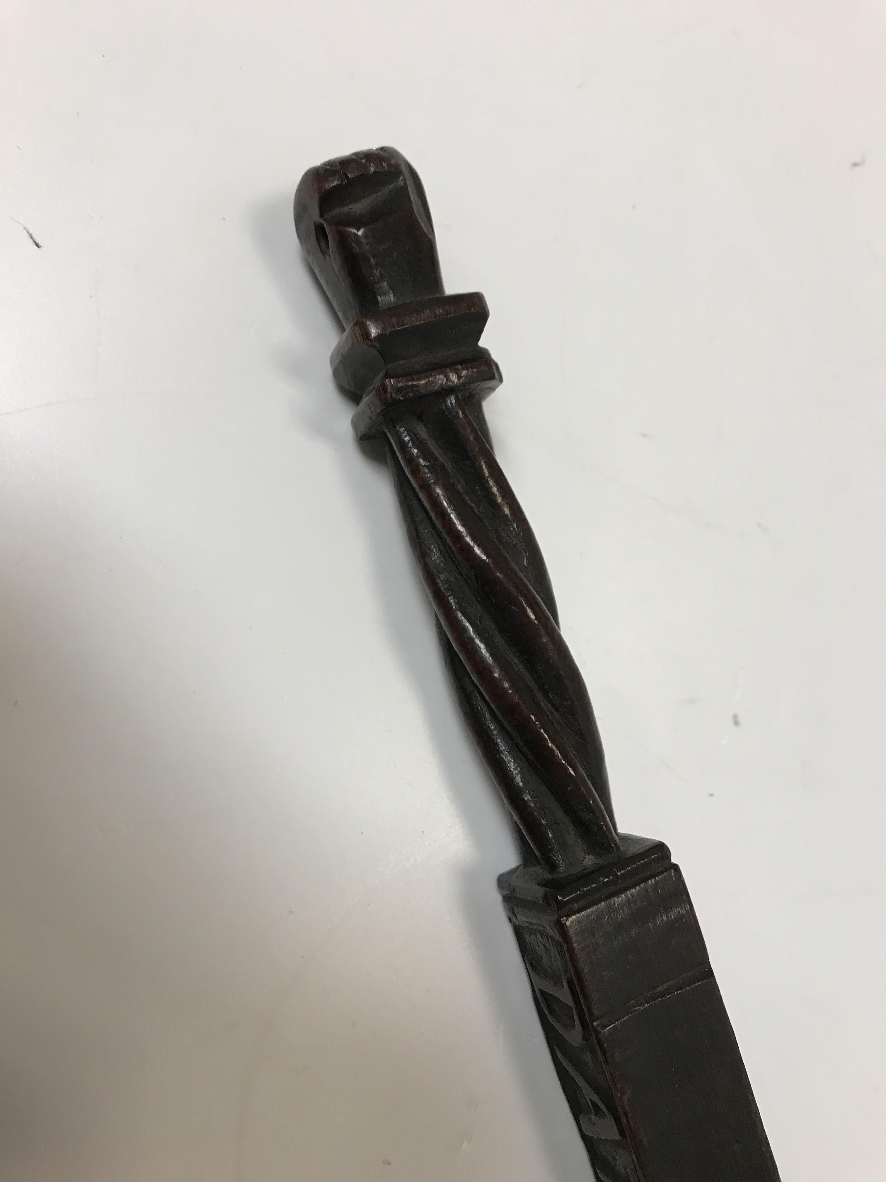 An 18th Century Continental carved treen ware tally stick with clenched fist finial over a rope- - Image 20 of 40