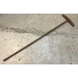 A 19th Century ash and oak mallet shaped sheep dipping hook, 163.5 cm long