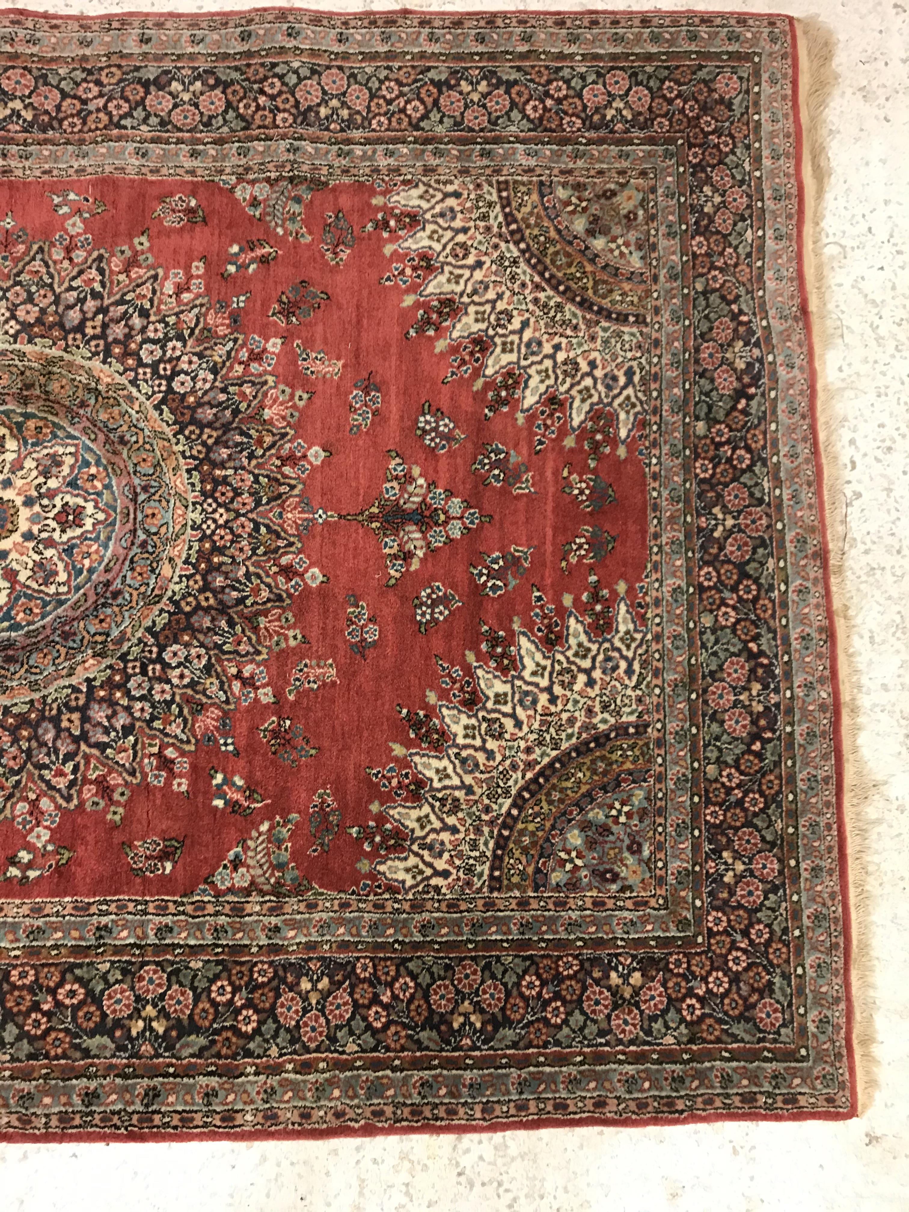 A pair of fine Oriental rugs, the central panel set with floral decorated circular medallion on a - Image 4 of 48