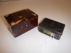 A late Victorian tortoiseshell mounted playing card box of rectangular form, the slightly domed