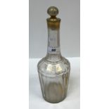 An early 19th Century facet cut mallet-shaped decanter with gilt decoration depicting a "Shepherdess