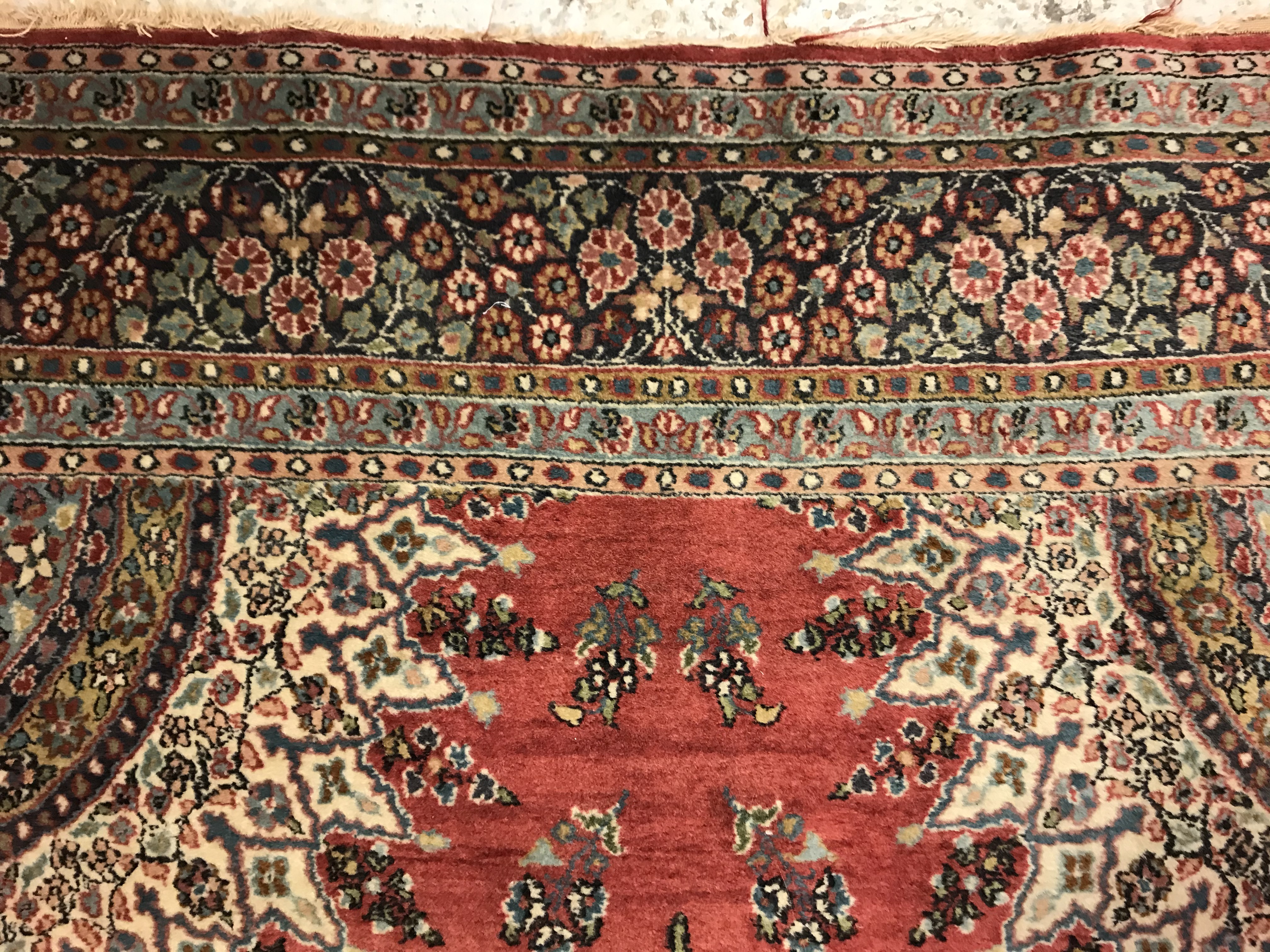 A pair of fine Oriental rugs, the central panel set with floral decorated circular medallion on a - Image 46 of 48