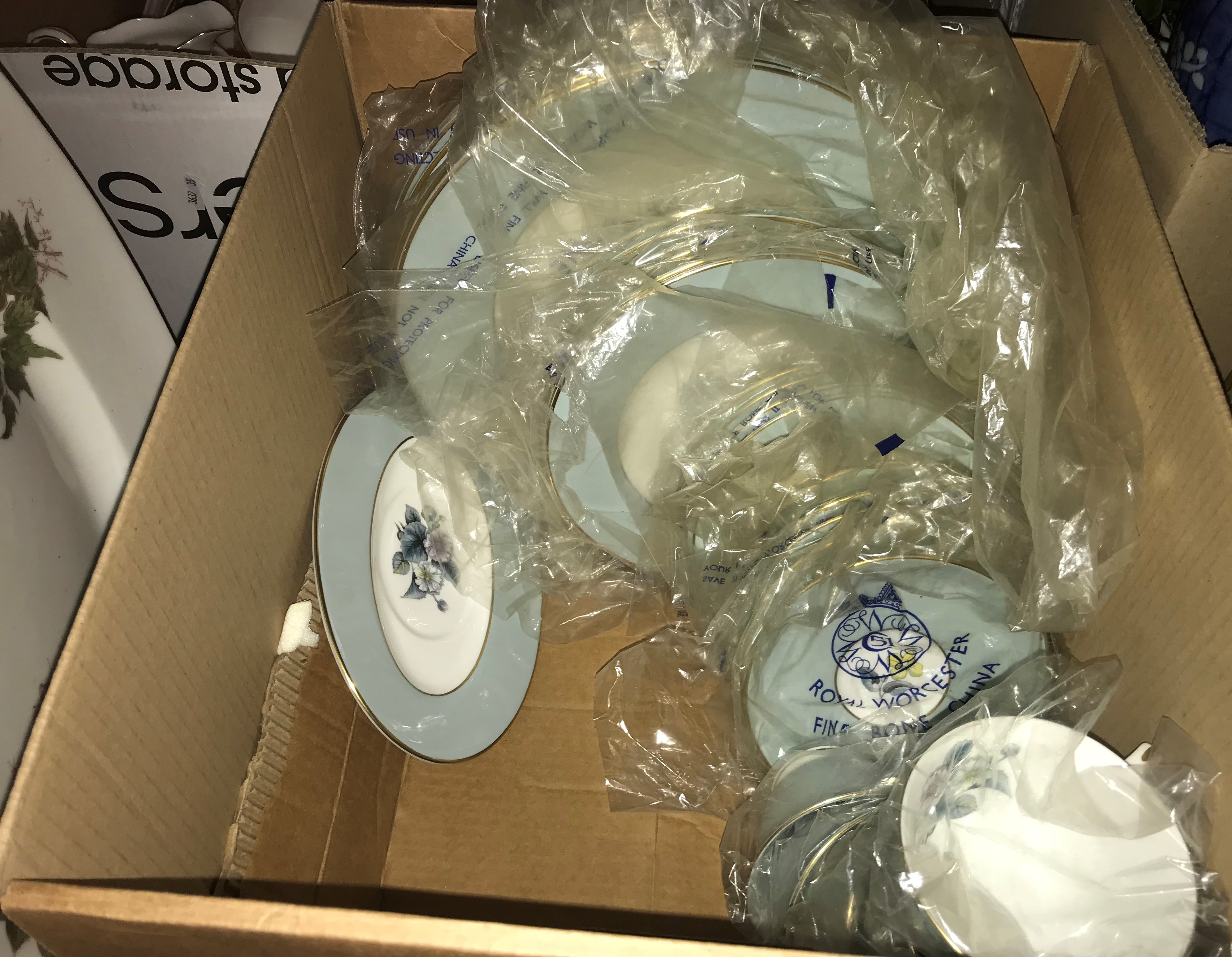 A box containing a Royal Worcester "Woodland" part dinner service, together with four boxes of - Image 2 of 3
