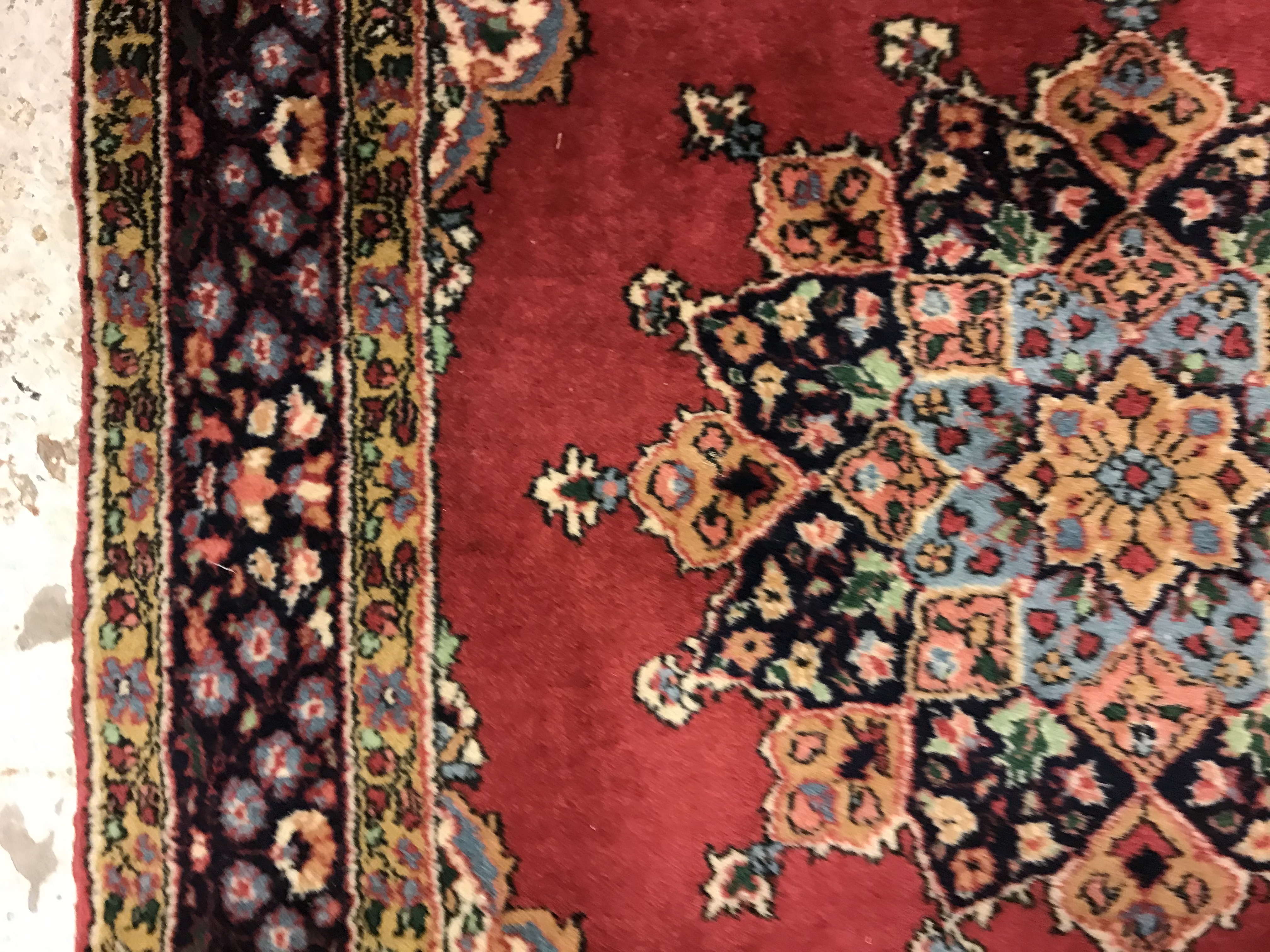 A pair of fine Oriental rugs, the central panels set with floral decorated circular medallion on a - Image 32 of 41