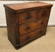 A Victorian mahogany chest of two short over three long graduated drawers, 106 cm wide x 51 cm