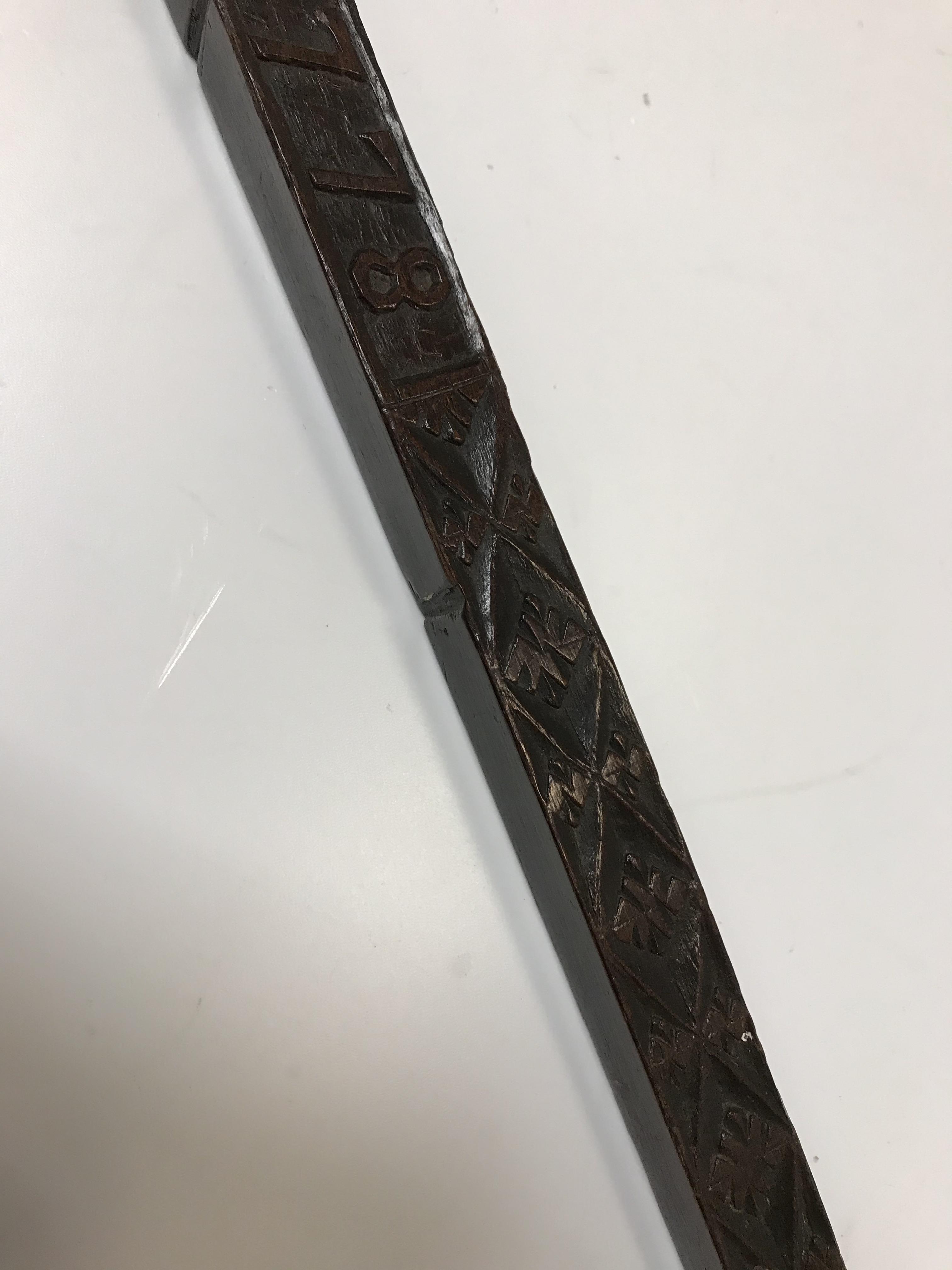 An 18th Century Continental carved treen ware tally stick with clenched fist finial over a rope- - Image 15 of 40