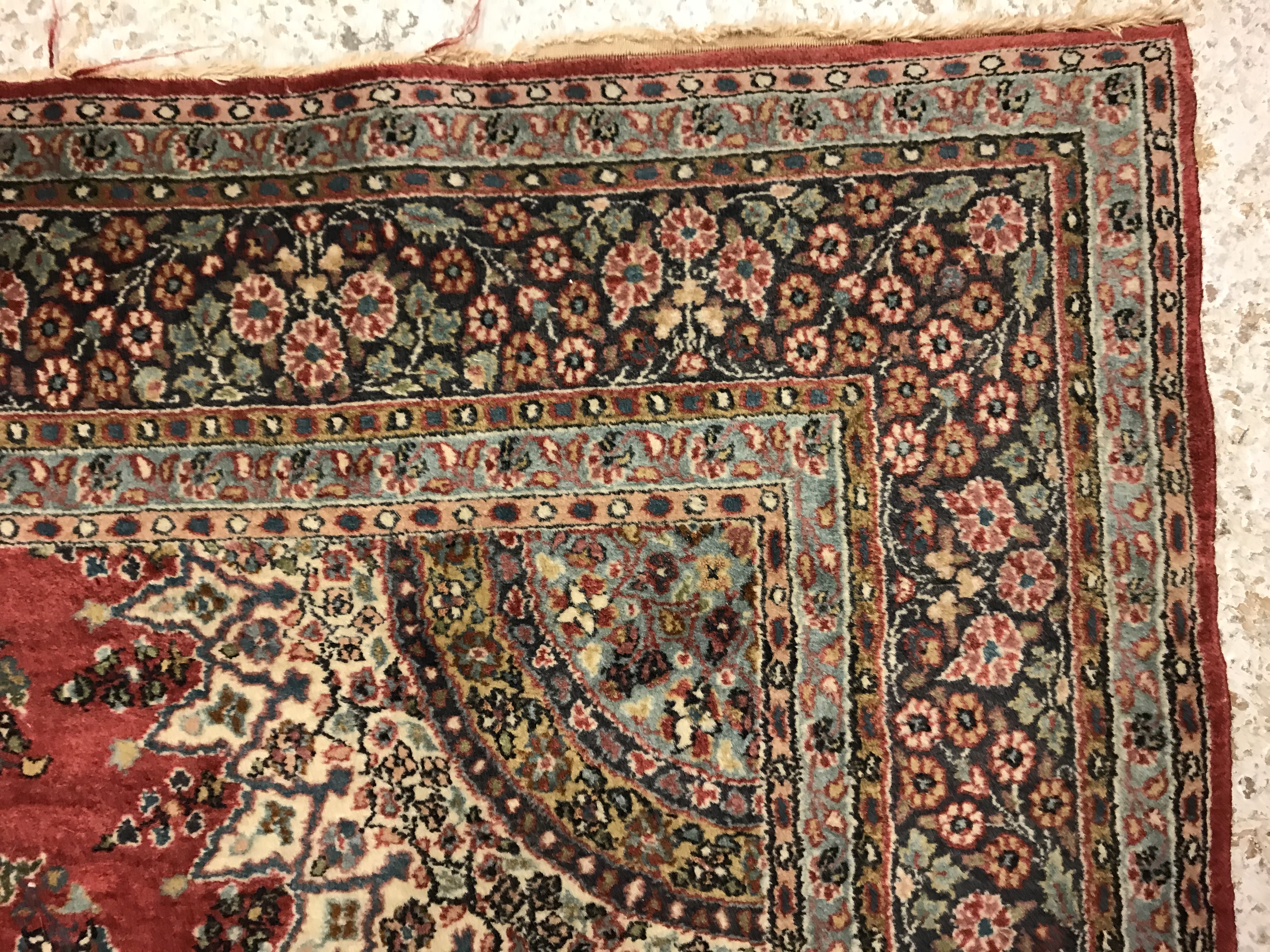 A pair of fine Oriental rugs, the central panel set with floral decorated circular medallion on a - Image 47 of 48